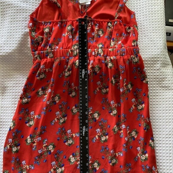 Sugar + L!ps NWT Flouce Ruffle Hem Sleeve Sweetheart Bodice Red Floral Dress-S - Picture 10 of 16
